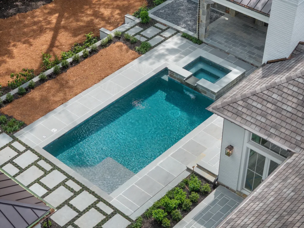 Pool with NPT StoneScapes Mini Pebbles finish, color Rubicon Bay